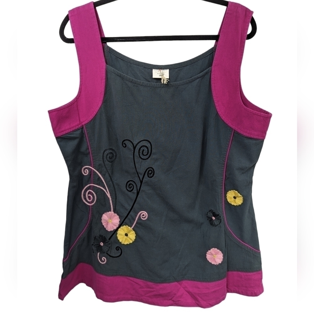 Greater Good Network NWT Spiral Floral Sleeveless Tunic Sz 2XL